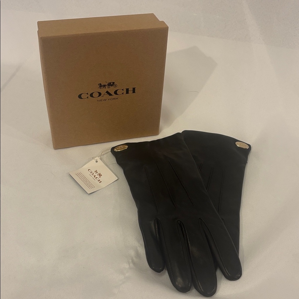 Coach Women's Black Leather Gloves